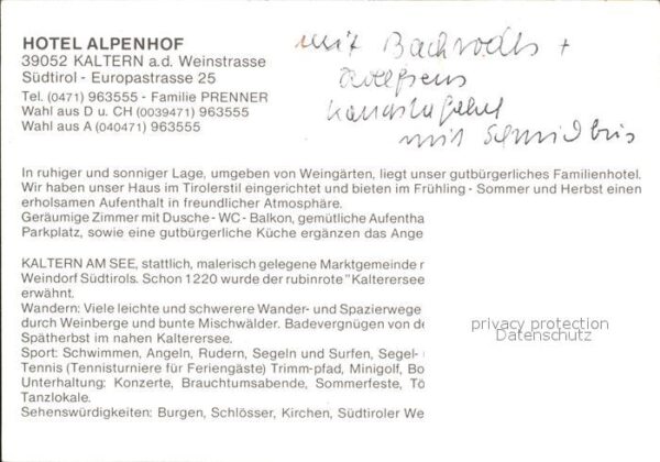 Kaltern Weinstrasse Tirol Hotel Alpenhof Gaststube Badesee – Bild 2