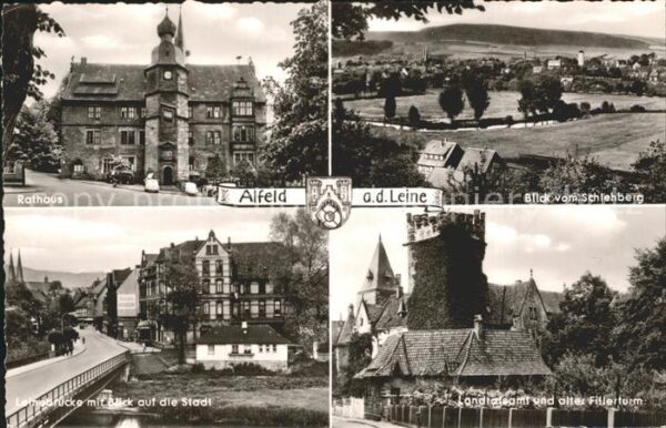 Alfeld Leine Rathaus Bick vom Schlehberg Leinebrücke