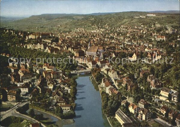 Tuebingen Neckar und Schloss Fliegeraufnahme