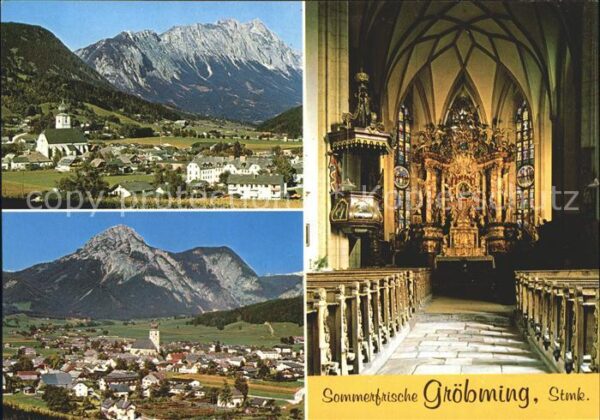 Groebming Steiermark mit Grimming Stoderzinken Kath Pferrkir