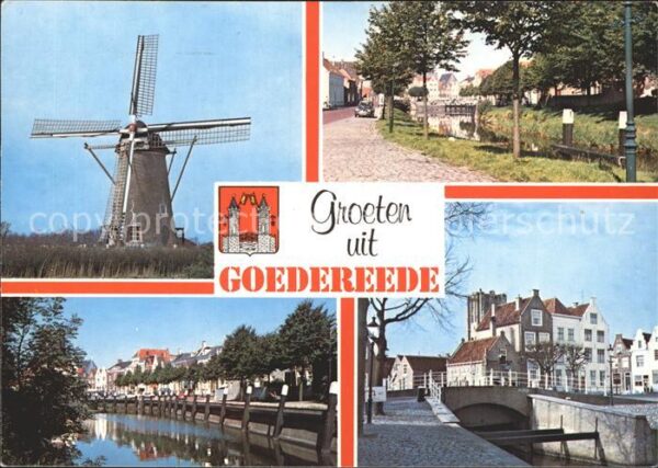 Goedereede Windmühle Strassenpartie Kanäle