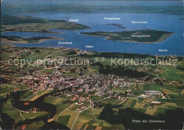 Prien Chiemsee mit Frauen und Herreninsel Fliegeraufna