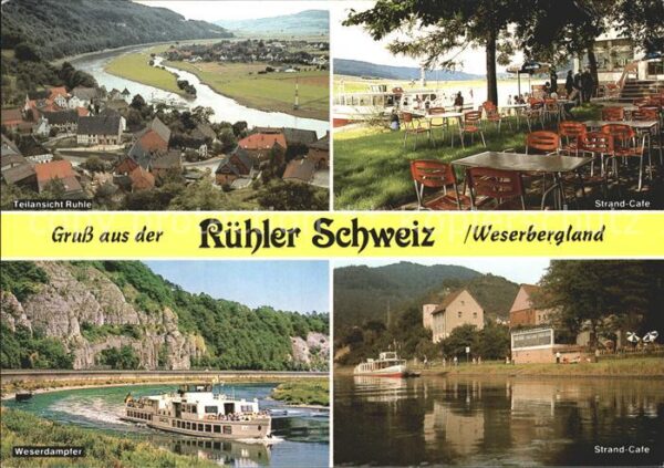 Ruehle Oberweser Teilansicht Strand Cafe Terrasse Weserd