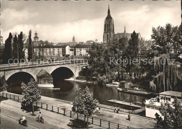 Frankfurt Main Mainpartie mit Alte Brücke und Dom