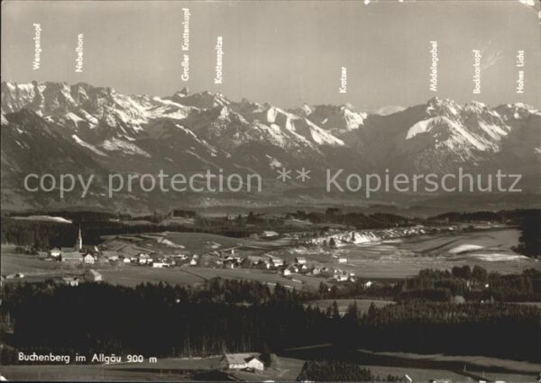 Buchenberg Allgaeu Panorama mit Allgäuer Alpen