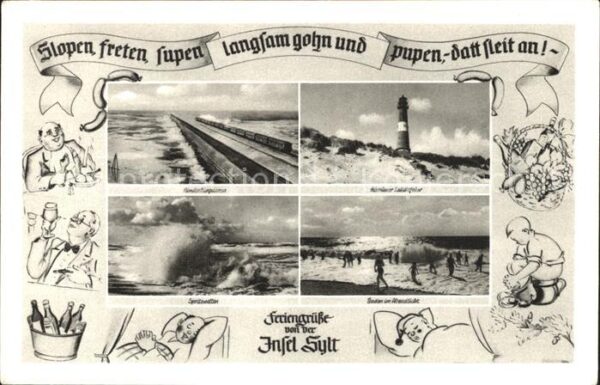 Sylt Hindenburgdamm Spritzwellen Leuchtturm