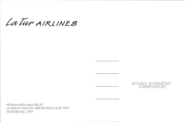 Flugzeuge Zivil La Tur Airlines McDonnell Douglas MD-87 – Bild 2