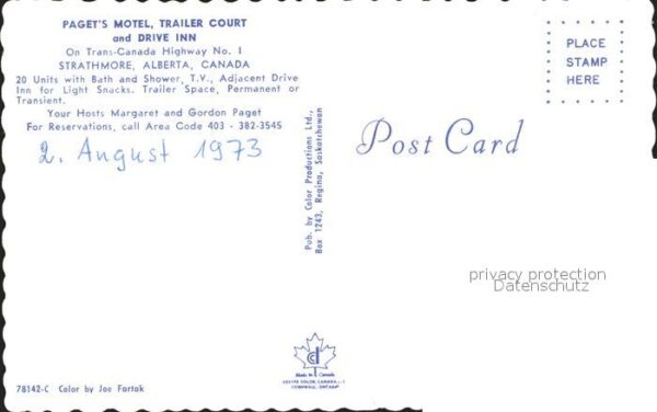 Alberta  Pagets Motel Trailer Court and Drive In – Bild 2