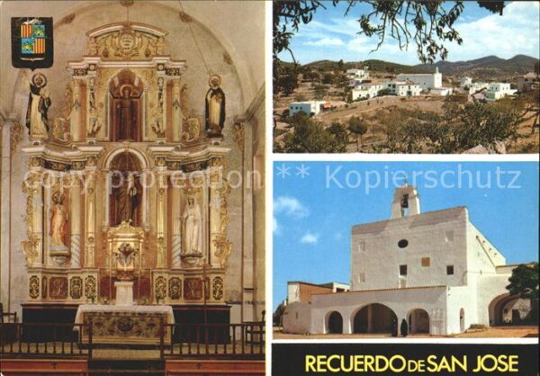 Ibiza Islas Baleares Iglesia de San Jose Retablo y exteriore