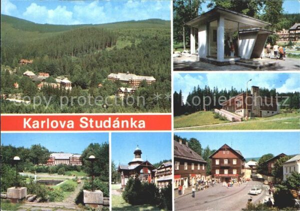 Karlova Studanka Panorama Orts und Teilansichten Strasse
