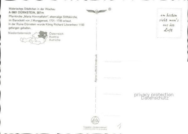 Duernstein Wachau Fliegeraufnahme Pfarrkirche Maria Himme – Bild 2