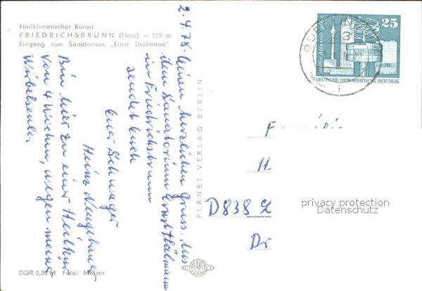 Friedrichsbrunn Harz Eingang zum Sanatorium Ernst Thälmann – Bild 2