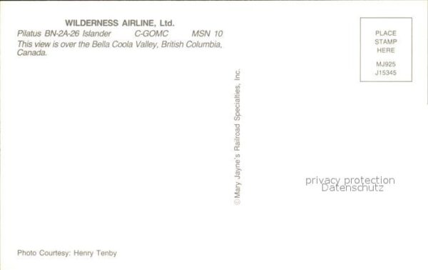 Flugzeuge Zivil Wilderness Airlines Pilatus BN-2A-26 Is – Bild 2