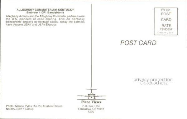 Flugzeuge Zivil Allegheny Commuter Air Kentucky Embraer – Bild 2