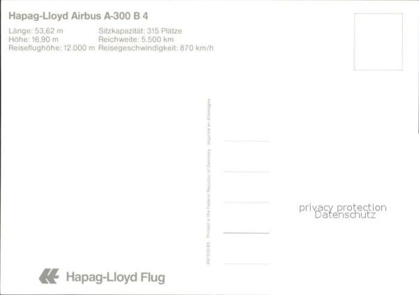 Flugzeuge Zivil Hapag-Lloyd Airbus A-300 B4 – Bild 2