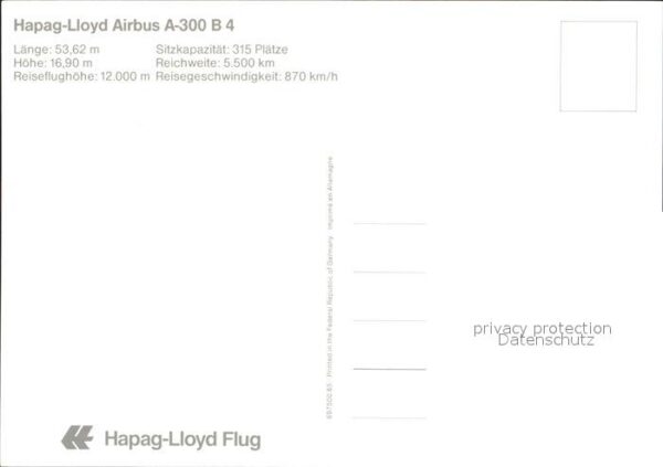 Flugzeuge Zivil Hapag-Lloyd Airbus A-300 B4 – Bild 2