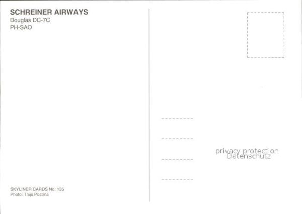 Flugzeuge Zivil Schreiner Airways Douglas DC-7C PH-SAO – Bild 2
