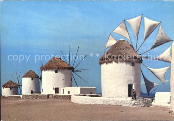 Mykonos Kykladeninsel Aegaeis Malerische Windmühle