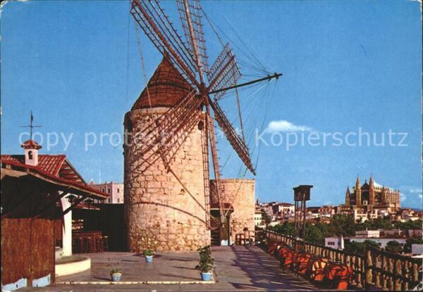 Palma de Mallorca Windmühle Jack el Negro und Kathedrale
