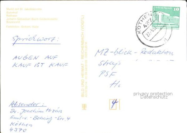 Koethen Anhalt Markt St Jakobskirche Bahnhof Rathaus J – Bild 2