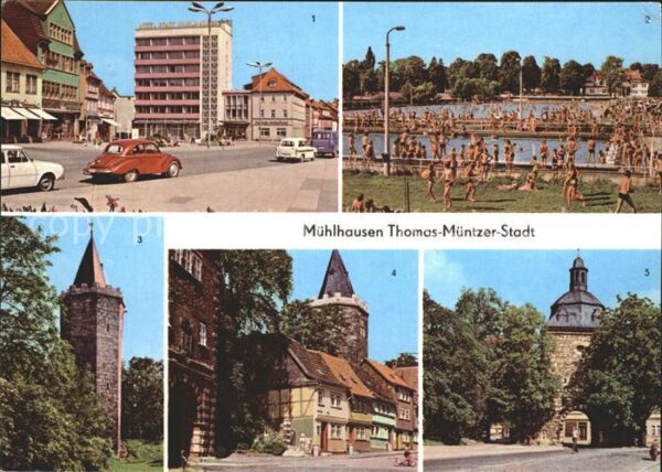 Muehlhausen Thueringen Wilhelm Pieck Platz Schwanenteichbad Ra