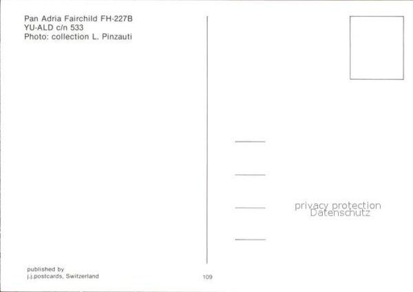 Flugzeuge Zivil Pan Adria Fairchild FH-227B YU-ALD c/n – Bild 2