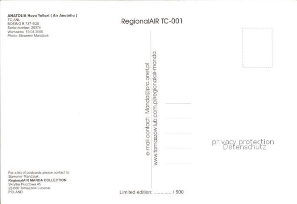 Flugzeuge Zivil Anatolia Hava Yollari TC-ANL Boeing 737 – Bild 2