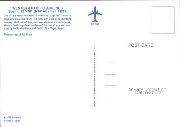 Flugzeuge Zivil Western Pacific Airlines Boeing 737-301 – Bild 2