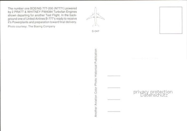 Flugzeuge Zivil Pratt & Whitney Boeing 777-200 United A – Bild 2