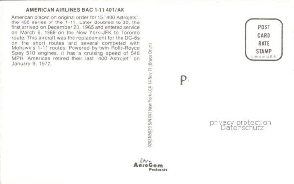Flugzeuge Zivil American Airlines BAC 1-11 401/AK – Bild 2