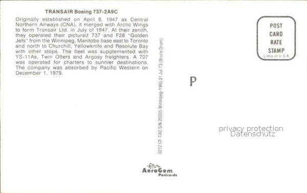 Flugzeuge Zivil Transair Boeing 737-2A9C – Bild 2