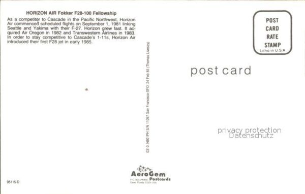 Flugzeuge Zivil Horizon Air Fokker F-28-100 Fellowship – Bild 2