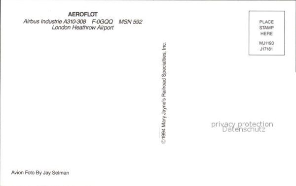 Flugzeuge Zivil Aeroflot Airbus Industrie A310-308 F-0G – Bild 2