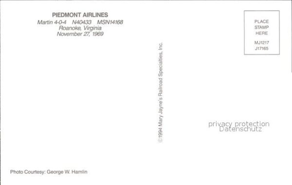 Flugzeuge Zivil Piedmont Airlines Martin 4-0-4 N40433 M – Bild 2