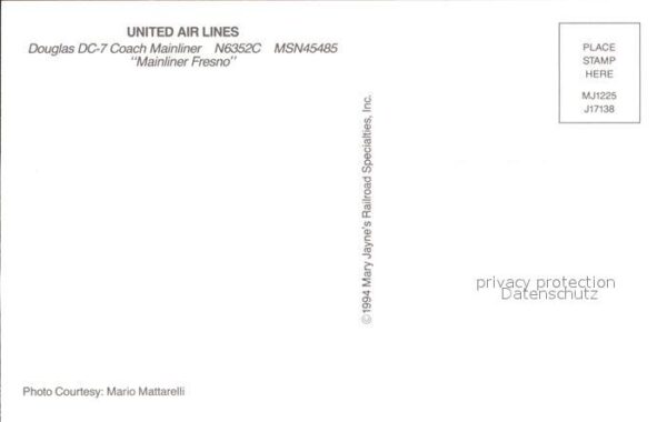 Flugzeuge Zivil United Air Lines Douglas DC-7 Coach Mai – Bild 2