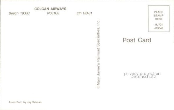 Flugzeuge Zivil Colgan Airways Beech 1900C N331CJ c/n U – Bild 2