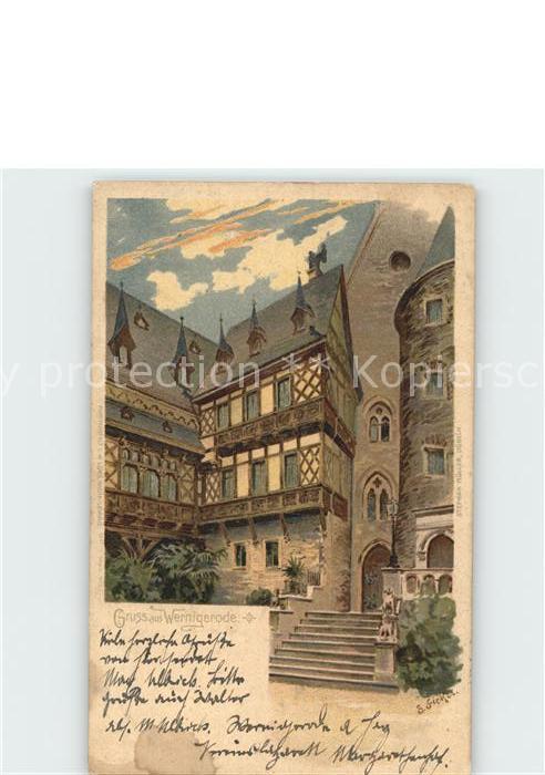 Wernigerode Harz Künstlerkarte alte Häuser
