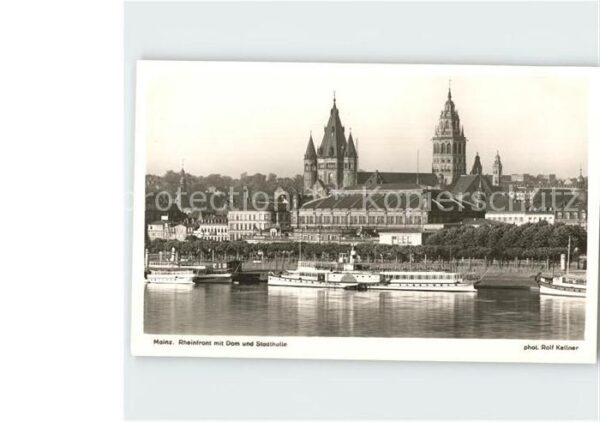 Dampfer Seitenrad Friedrich Mainz Rheinfront Dom Stadthal