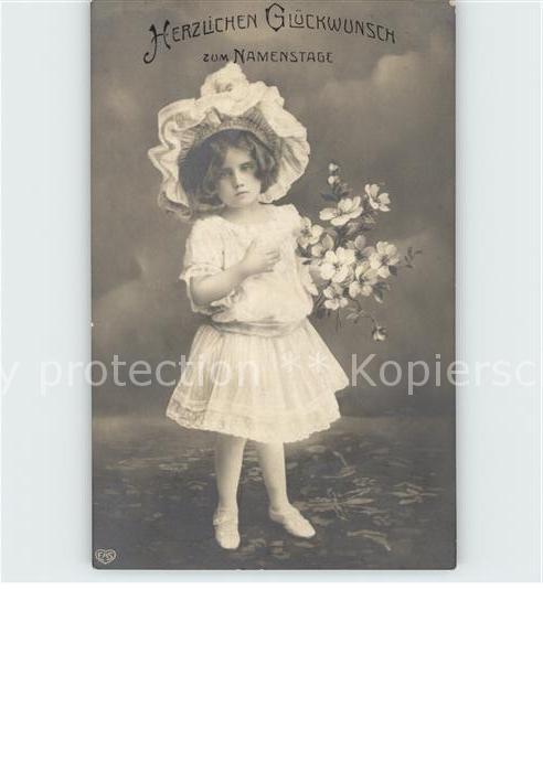 Namenstag Namenskarte Glückwunsch Kind Hutmode Blumen Foto-EA