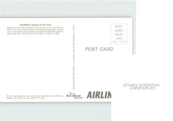 Flugzeuge Zivil Piedmont Boeing 767-201 – Bild 2