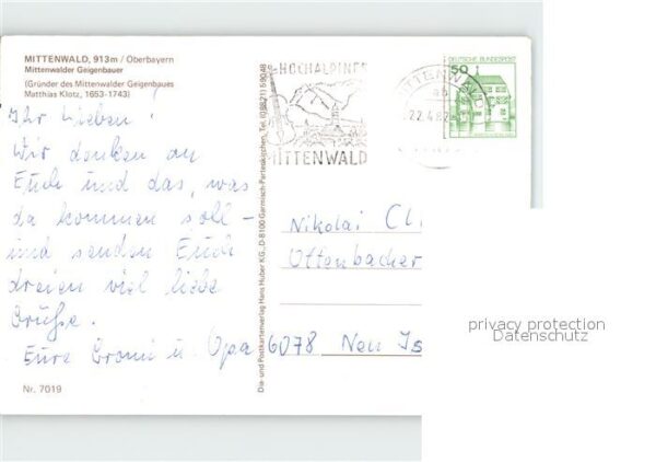 Geige Mittenwald Geigenbauer Johann Reiter – Bild 2