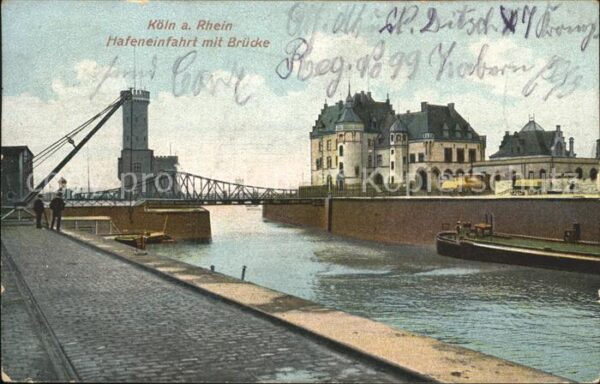 Koeln Rhein Hafeneinfahrt Brücke