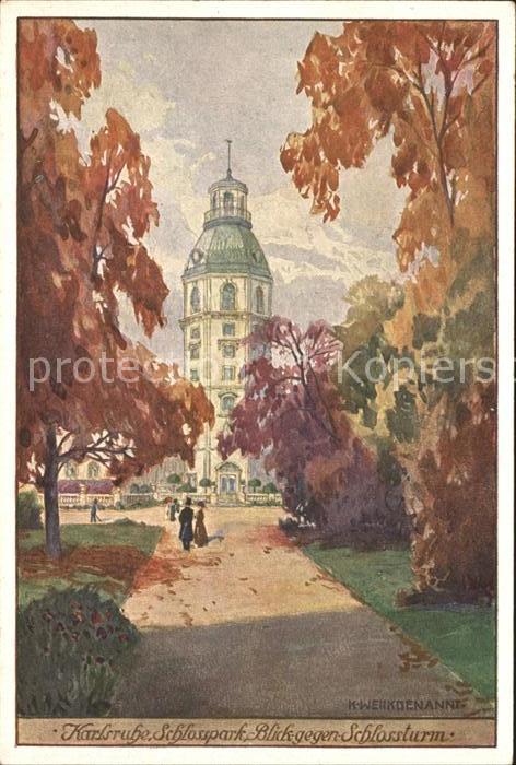 Karlsruhe Schlosspark Schlossturm Künstlerkarte K