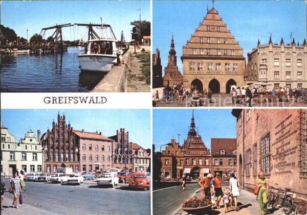 Greifswald Mecklenburg Vorpommern Wiecker Brücke Rathaus Platz Freundscha