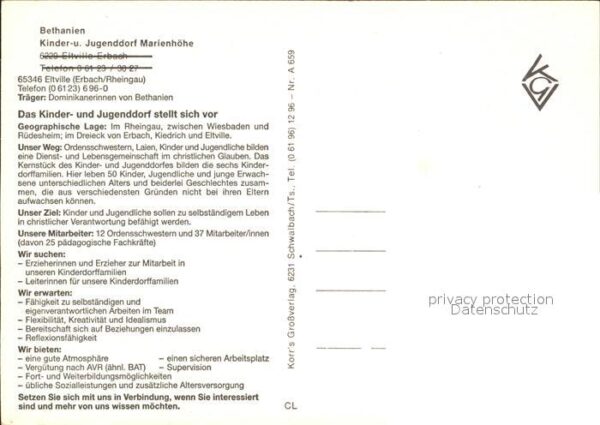 Eltville Rhein Bethanien Kinder- Jugenddorf Marienhöhe – Bild 2