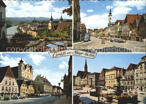 Steyr Enns Oberoesterreich Stadtplatz Brunnen Kirche