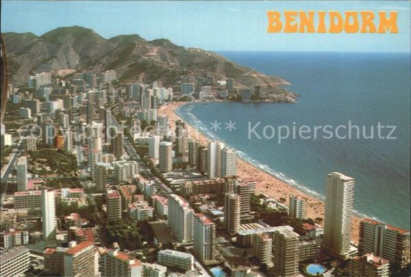 Benidorm Fliegeraufnahme Hochhäuser am Strand