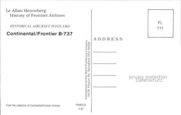 Flugzeuge Zivil Continental Frontier B-737 – Bild 2