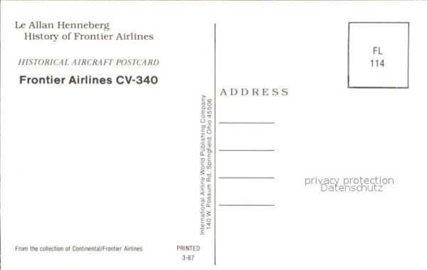 Flugzeuge Zivil Frontier Airlines CV-340 – Bild 2