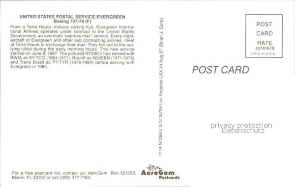 Flugzeuge Zivil United States Postal Service Evergreen – Bild 2